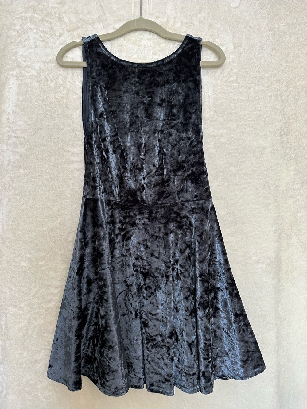 Topshop Petite Charcoal Crushed Velvet Fit & Flare Dress
